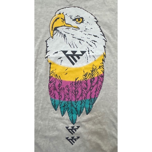 POL Gray Eagle Graphic V-Neck Burnout T-Shirt Size Medium Cotton Korea - Picture 3 of 5